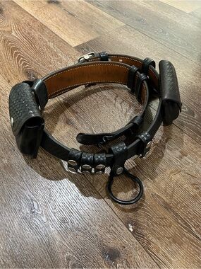 Triple K police tactical holster leather gun belt size 44 black with accessories